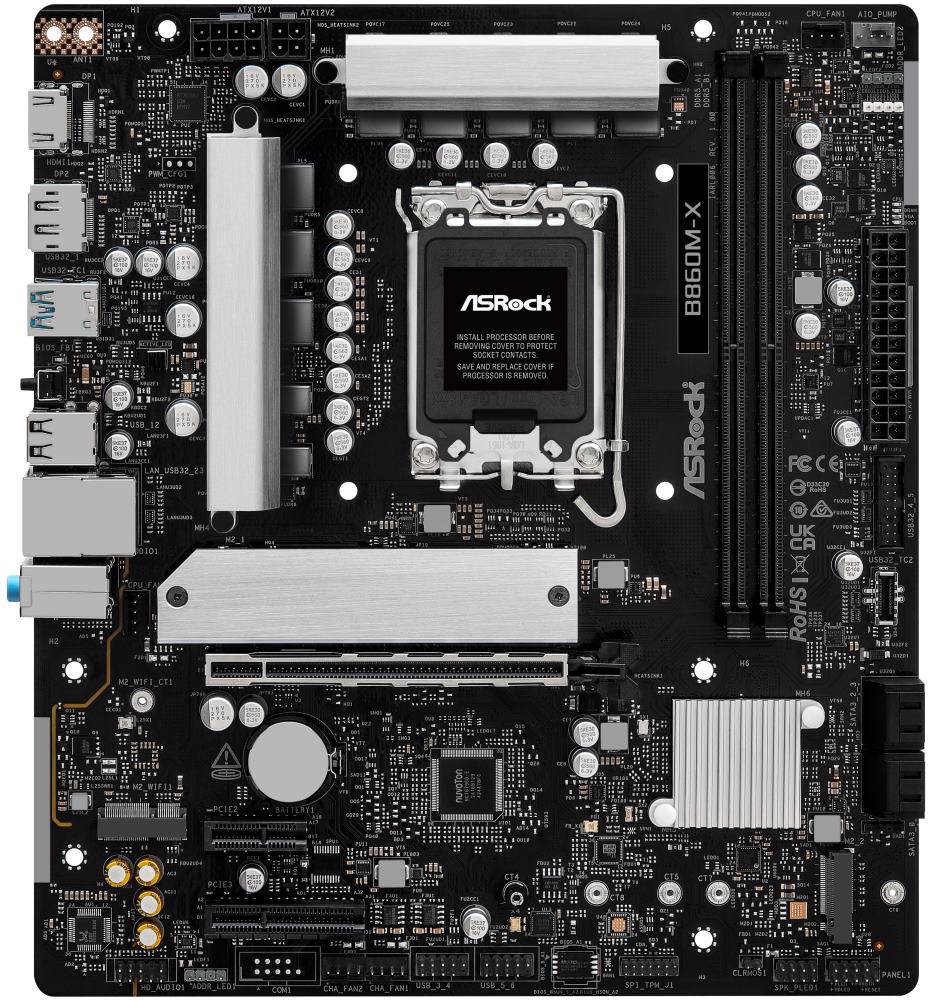 ASRock B860M-X / Intel B860 / LGA1851 / 2x DDR5 / 2x M.2 / HDMI / DP / USB-C / mATX